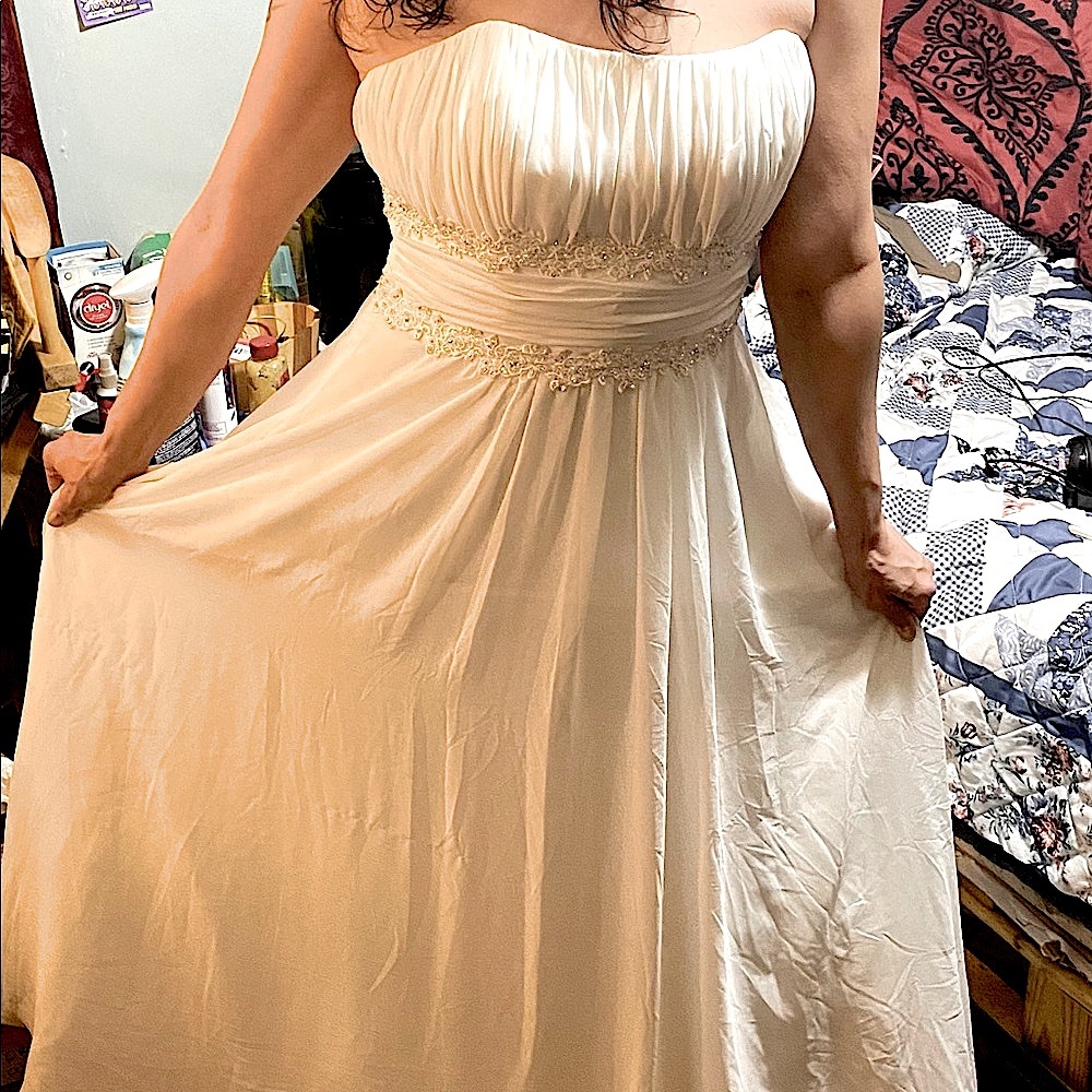 Chiffon Wedding Dress by Davids Bridal Size 12